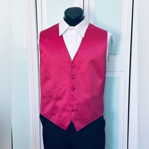Watermelon Hot Pink Fuchsia Satin Closed Back Vest Wedding Prom Men’s L Large